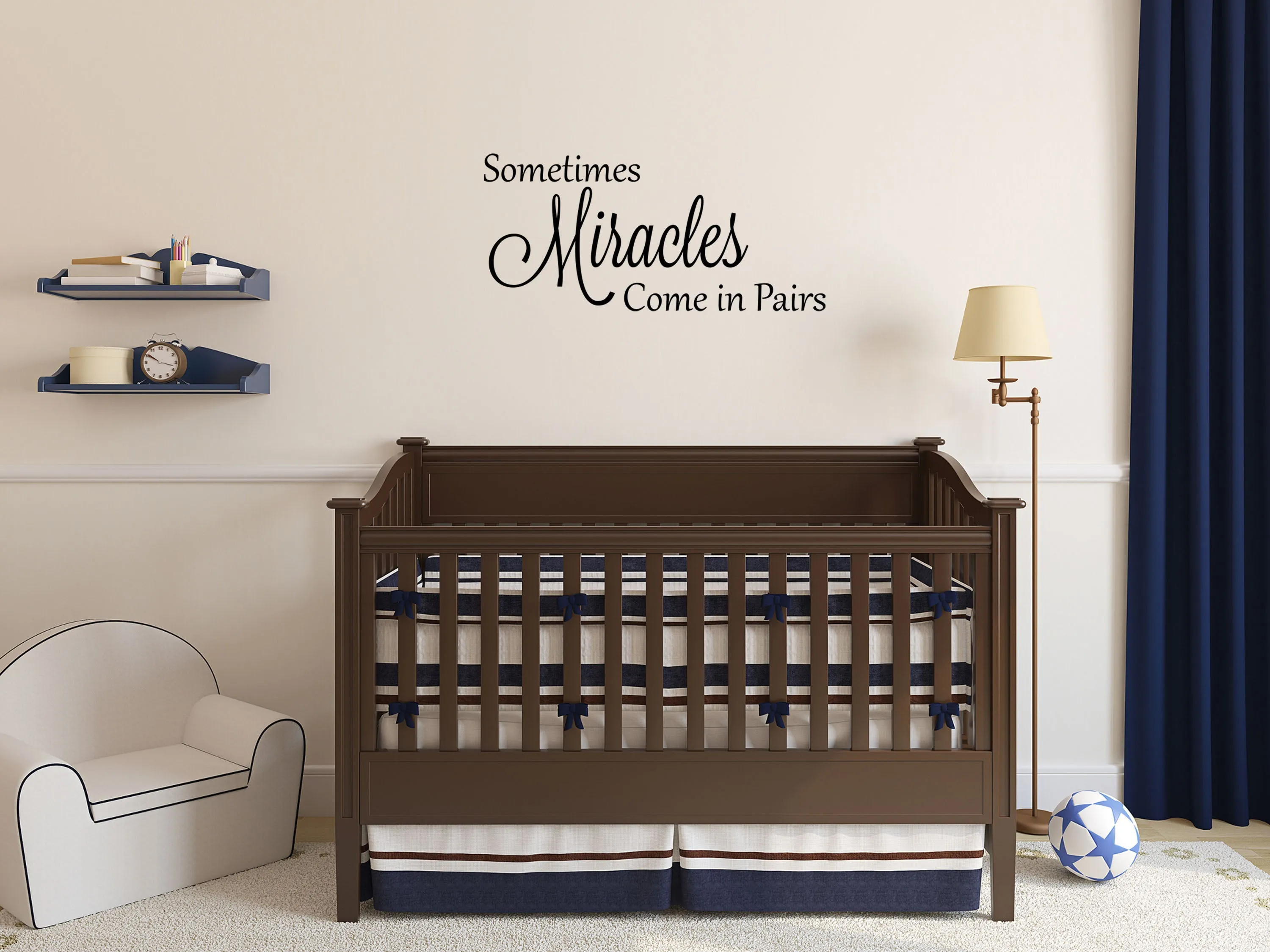 Sometimes Miracles Come In Pairs Vinyl Wall Decal - Twins Baby Gift - Twins Wall Quote - Twins Vinyl Wall Art - Vinyl Decals Twins Decal