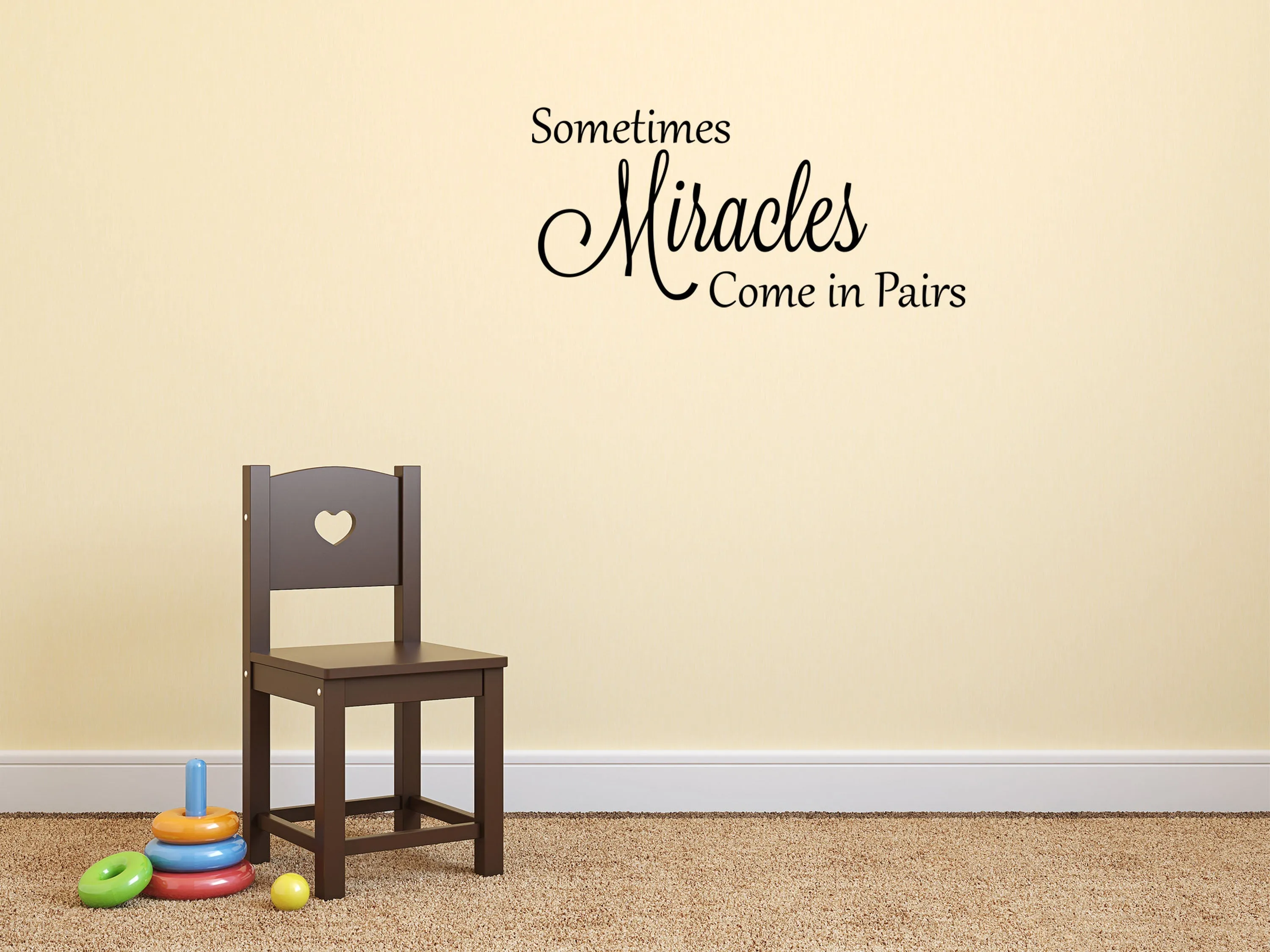 Sometimes Miracles Come In Pairs Vinyl Wall Decal - Twins Baby Gift - Twins Wall Quote - Twins Vinyl Wall Art - Vinyl Decals Twins Decal