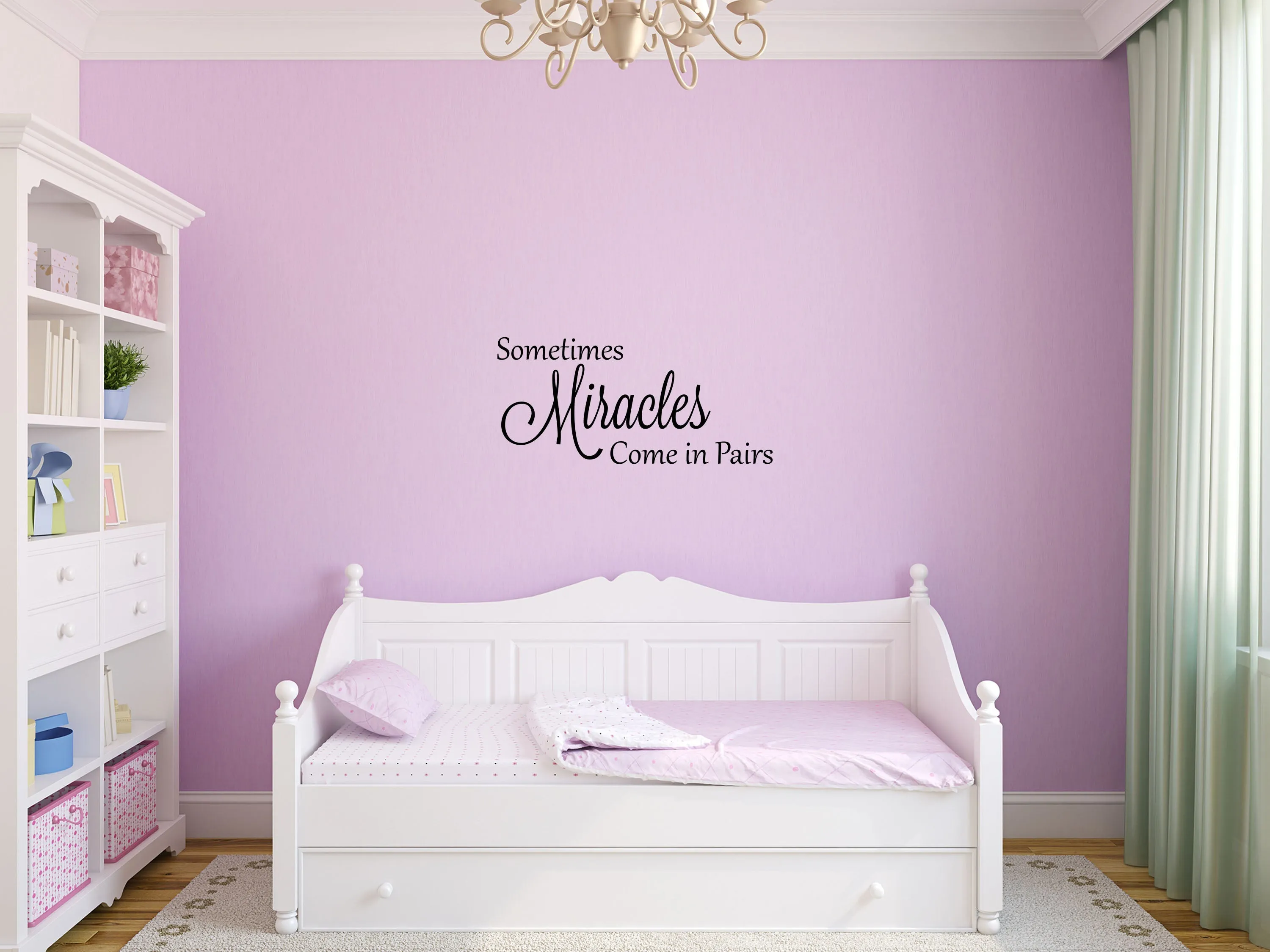 Sometimes Miracles Come In Pairs Vinyl Wall Decal - Twins Baby Gift - Twins Wall Quote - Twins Vinyl Wall Art - Vinyl Decals Twins Decal