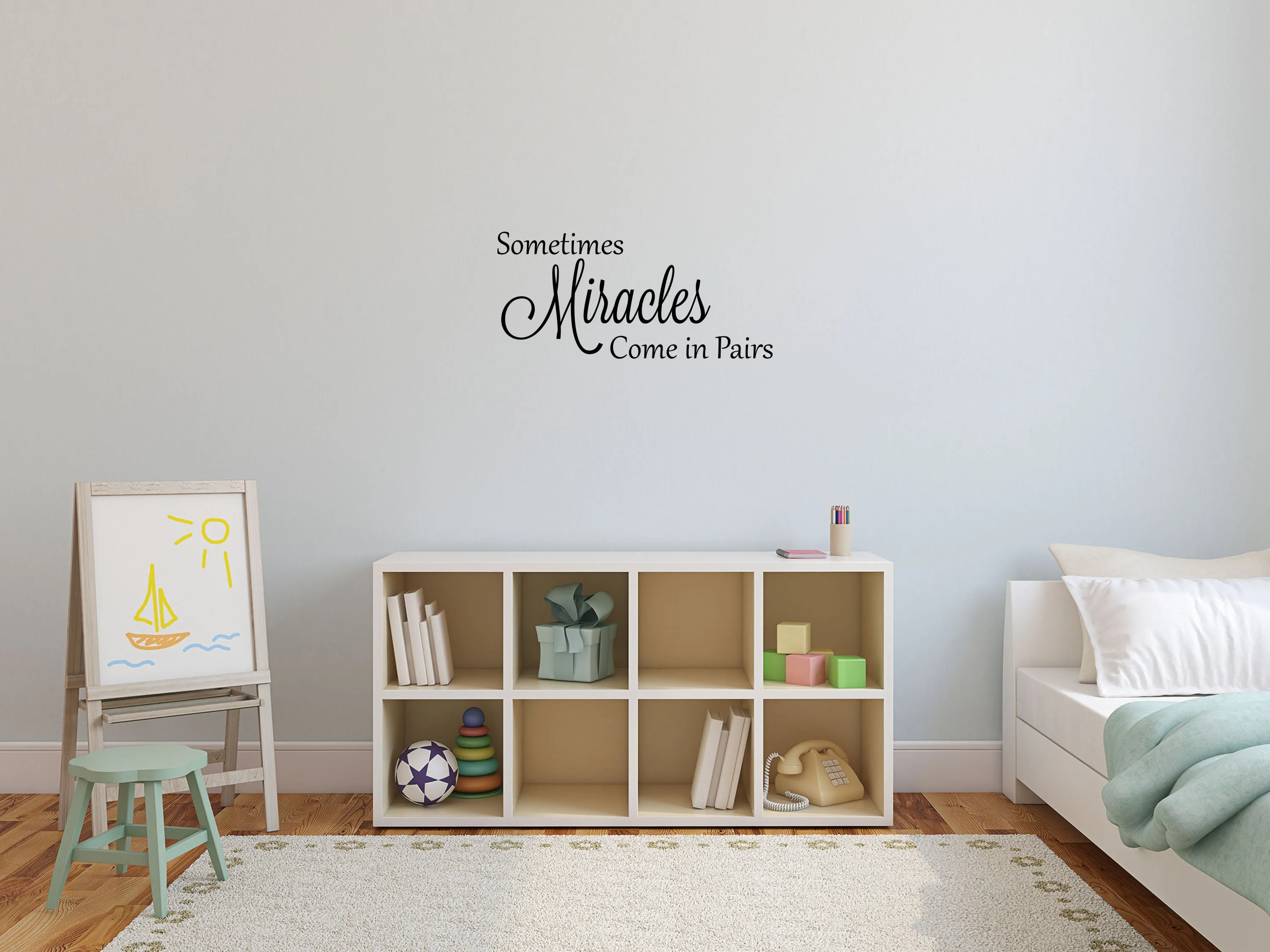 Sometimes Miracles Come In Pairs Vinyl Wall Decal - Twins Baby Gift - Twins Wall Quote - Twins Vinyl Wall Art - Vinyl Decals Twins Decal