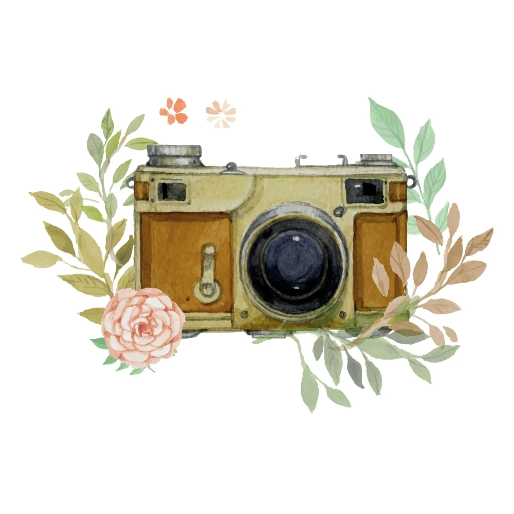 Sticker Yard Flower Camera Vinyl Wall Sticker for Living Room/Bedroom/Office and All Decorative Wall Stickers 58X40 CM