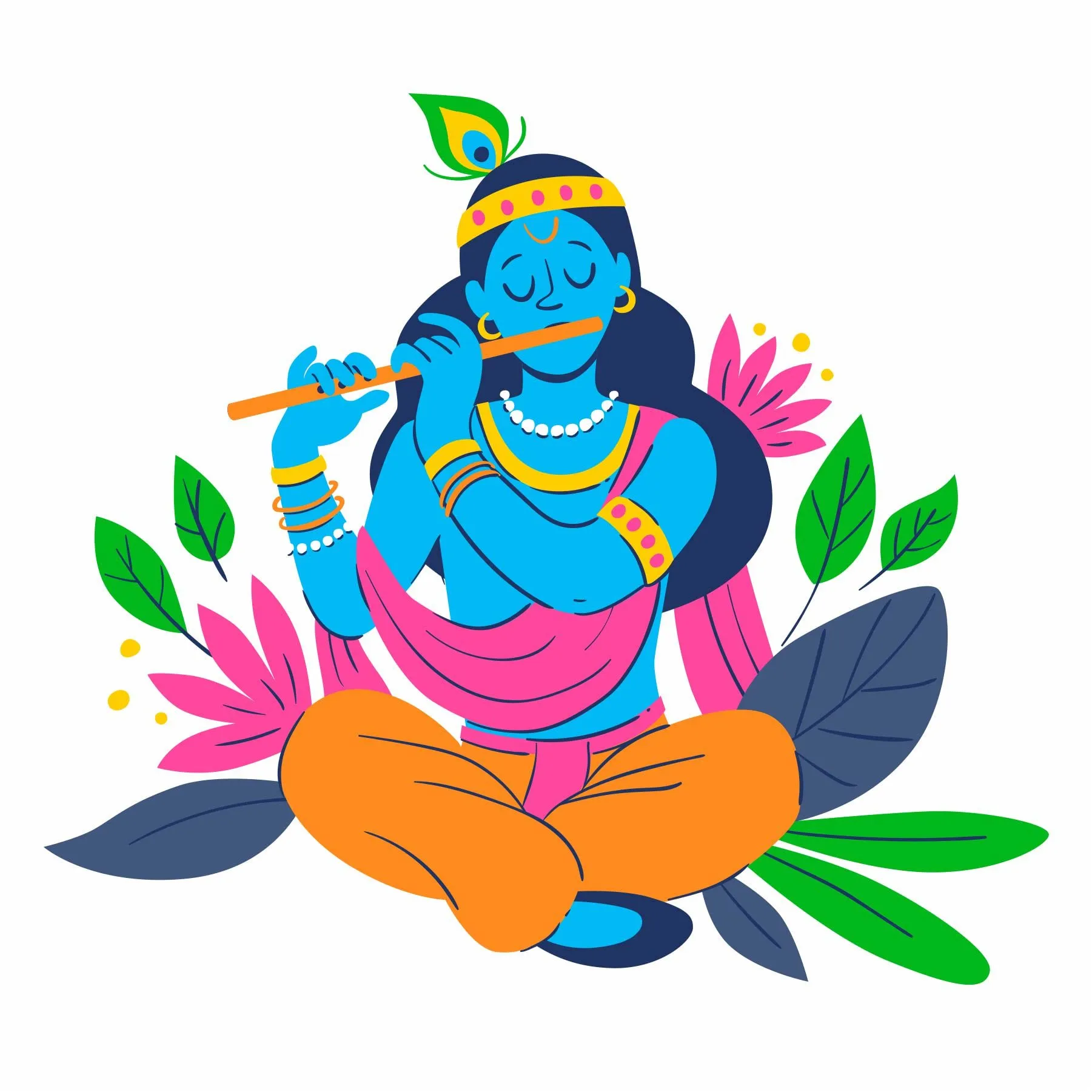 Sticker Yard Lord Krishna Vinyl Wall Sticker for Living Room/Bedroom/Office and All Decorative Wall Stickers Size 55X50CM