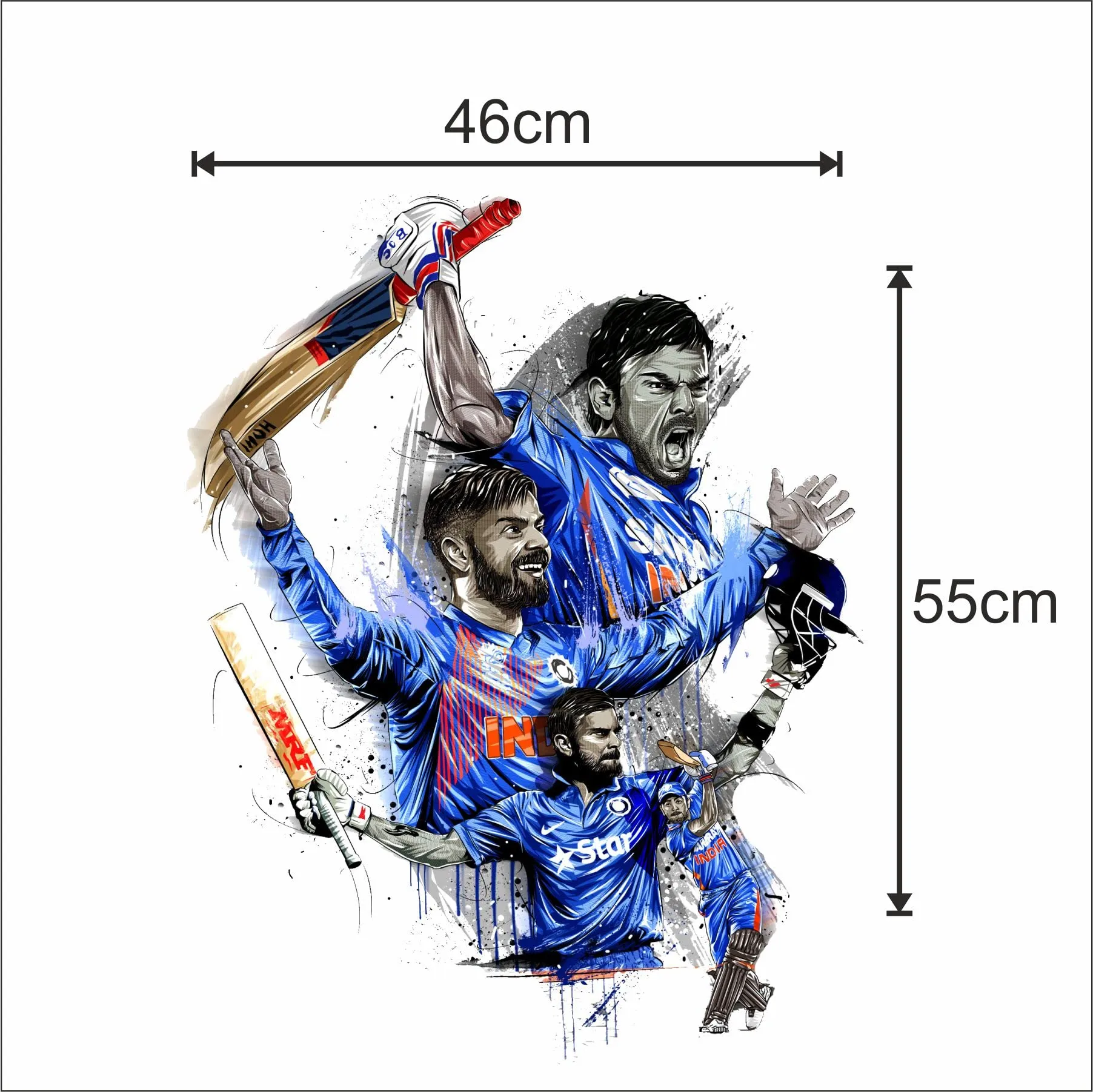 Sticker Yard Virat Kohli Celebrate Vinyl Wall Sticker for Living Room/Bedroom/Office and All Decorative Wall Stickers Size 46X55CM