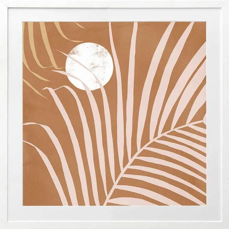 Sunset Palm Bronze Framed Art Print