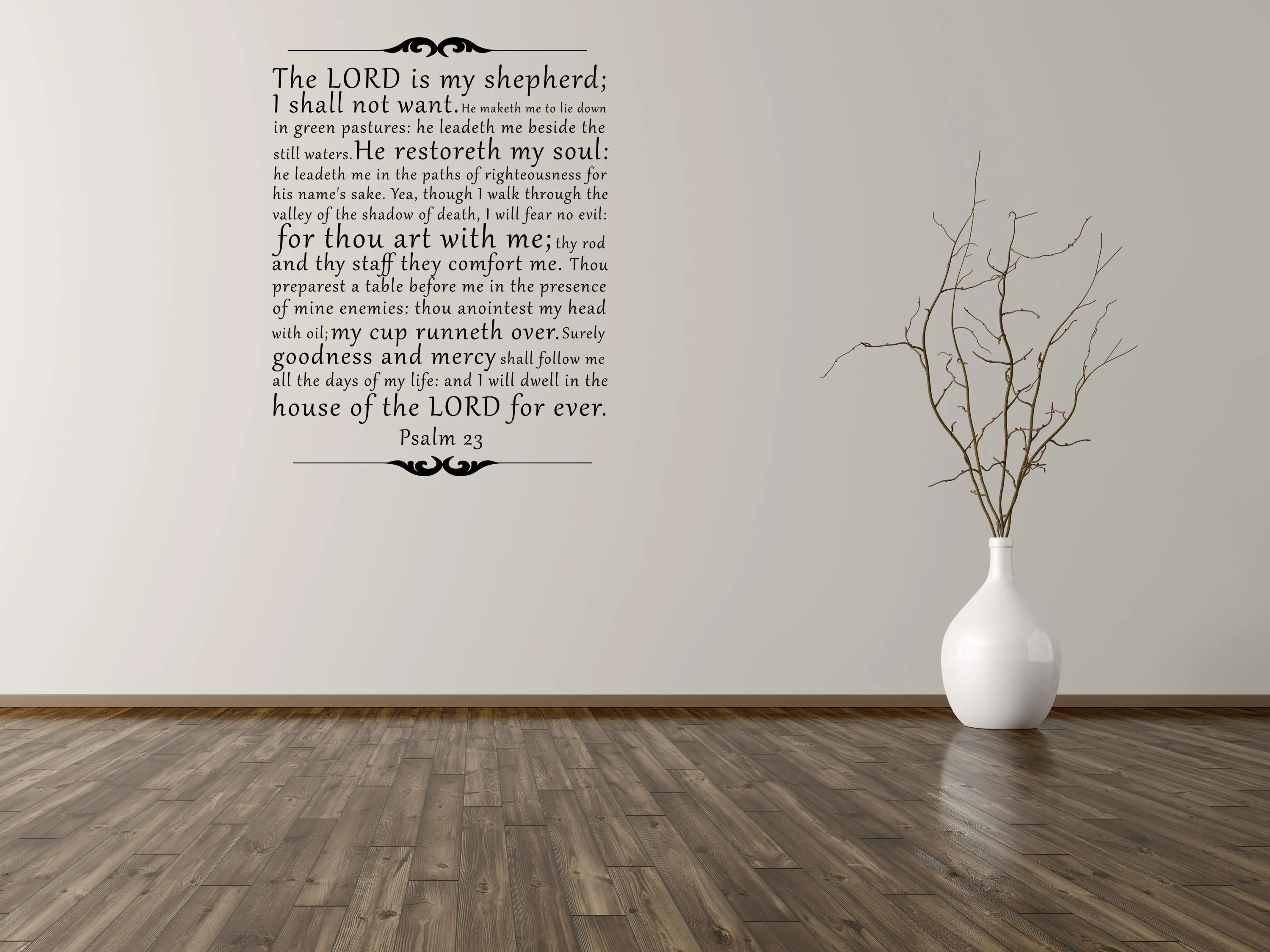 The Lord is my Shepherd - Psalm 23 Scripture Wall Bible Verse Decal - Religious Wall Decal - Vinyl Wall Decal - KJV Decal - Bible Quote