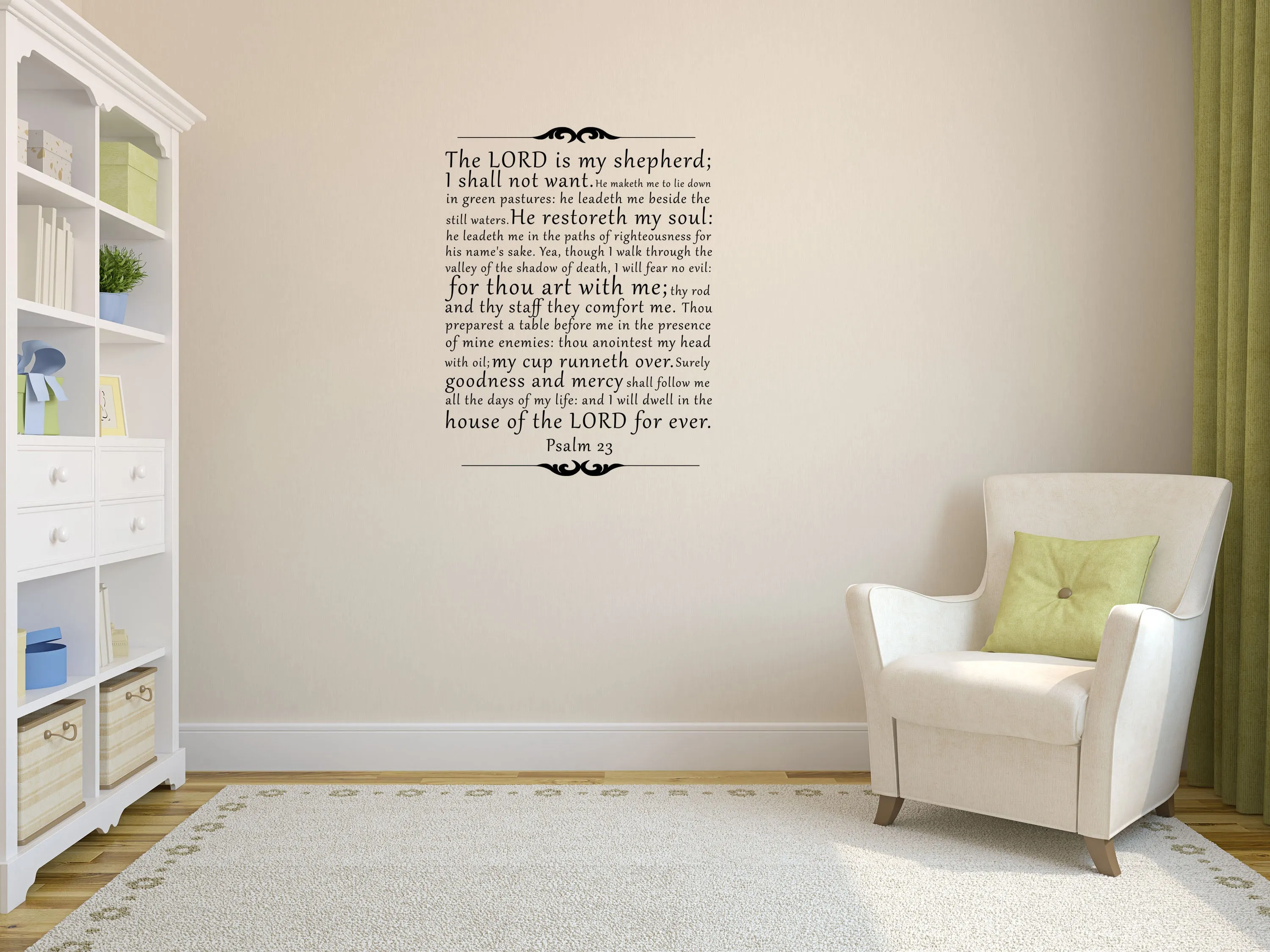 The Lord is my Shepherd - Psalm 23 Scripture Wall Bible Verse Decal - Religious Wall Decal - Vinyl Wall Decal - KJV Decal - Bible Quote