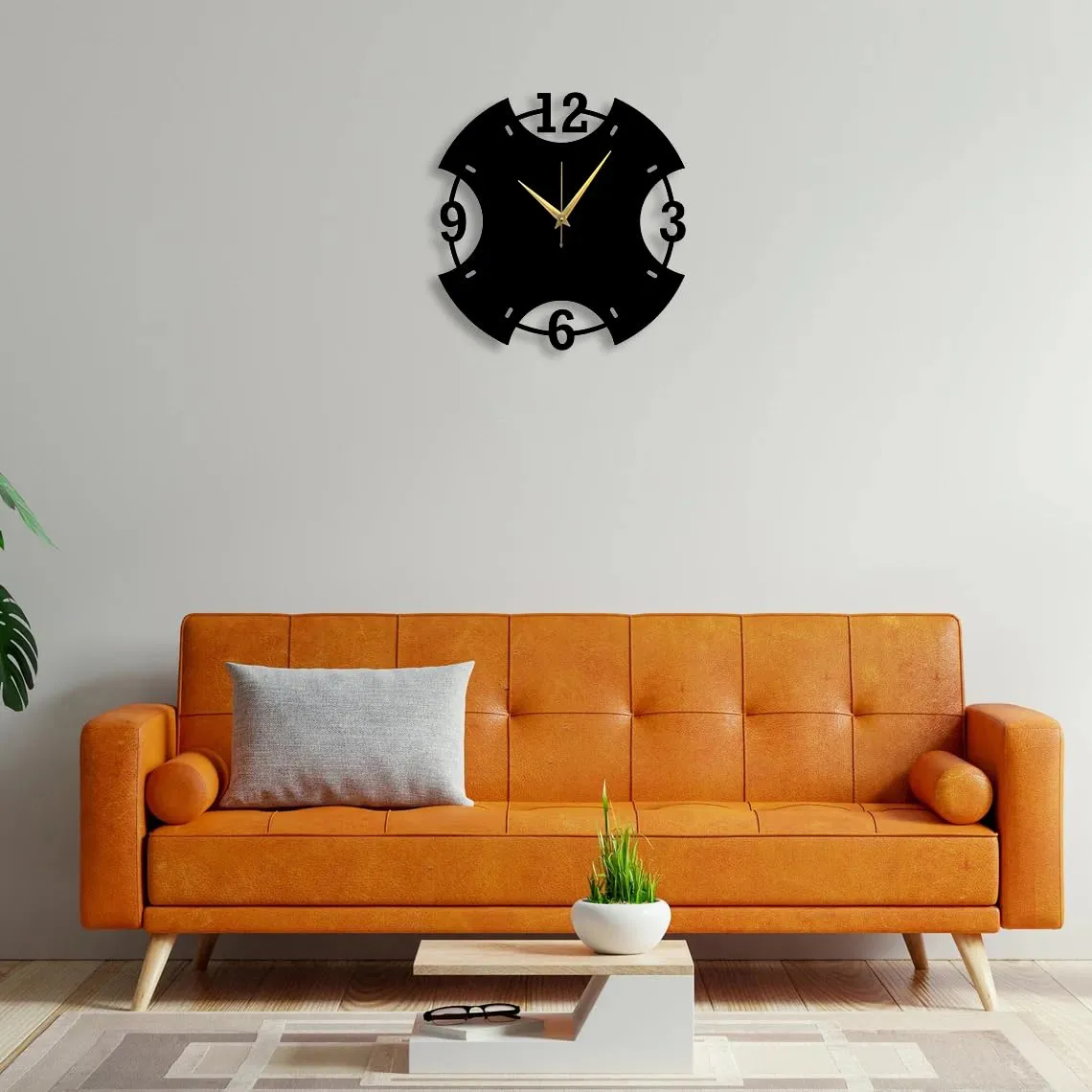 Trademubarak numerical metal wall clock for Living Room & Home Decor,Large Size Wall Clock with Numbers, Metal Wall Ornament, Outdoor Wall Clock and Gifts, Laser Cut Clock, Home Gifts (M25_40cm)