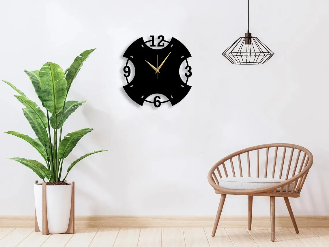 Trademubarak numerical metal wall clock for Living Room & Home Decor,Large Size Wall Clock with Numbers, Metal Wall Ornament, Outdoor Wall Clock and Gifts, Laser Cut Clock, Home Gifts (M25_40cm)