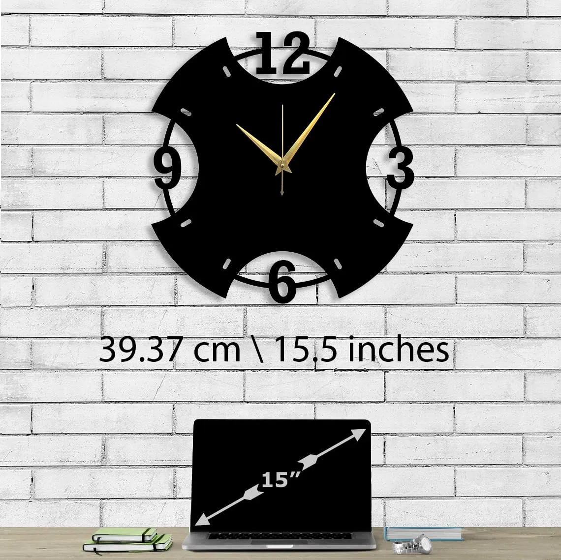 Trademubarak numerical metal wall clock for Living Room & Home Decor,Large Size Wall Clock with Numbers, Metal Wall Ornament, Outdoor Wall Clock and Gifts, Laser Cut Clock, Home Gifts (M25_40cm)