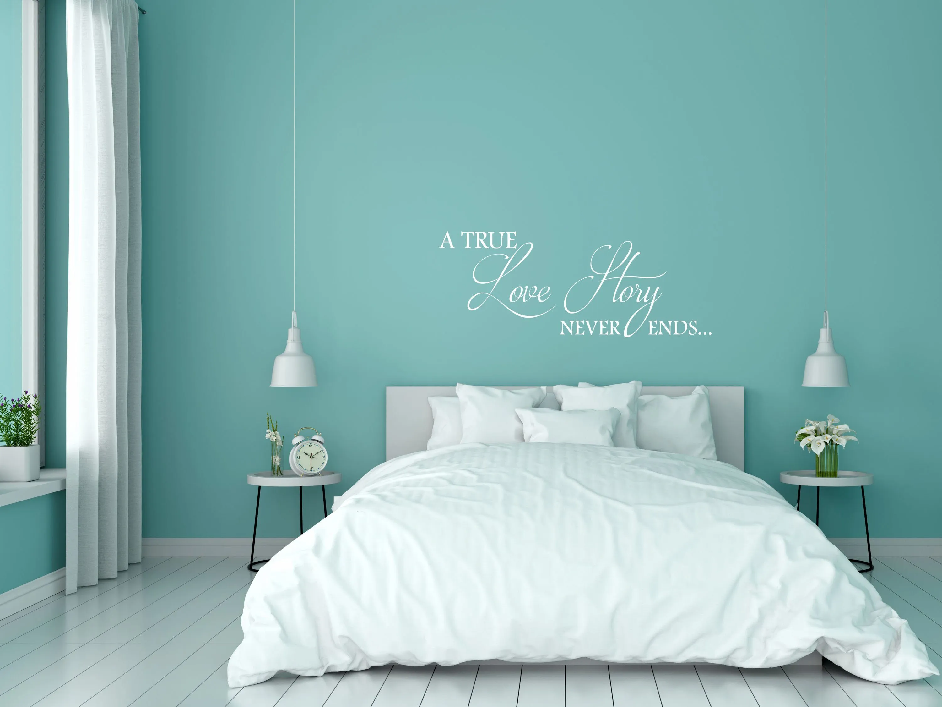 True Love Story Vinyl Wall Decal Sticker - Romantic Bedroom Marriage Decor