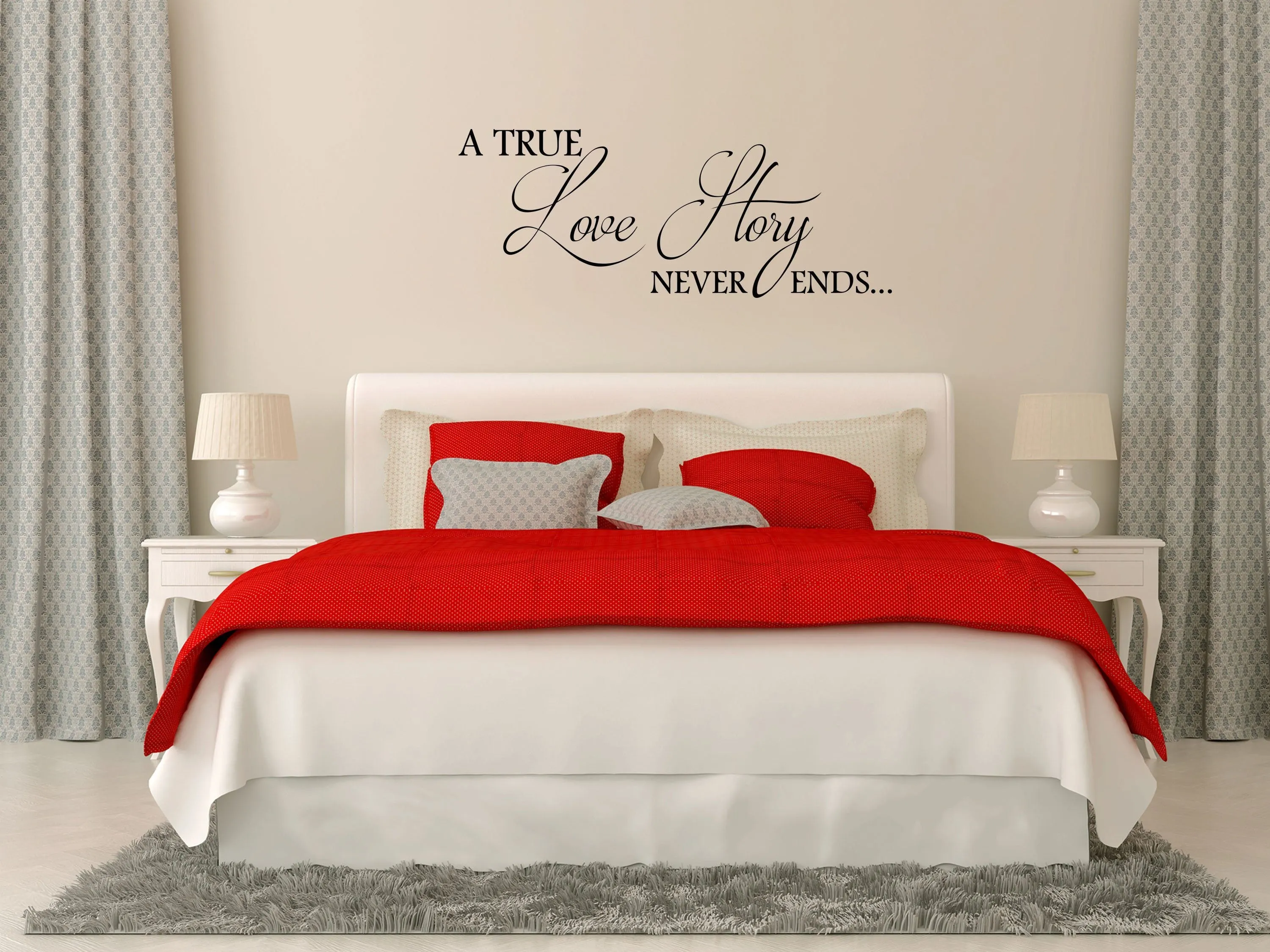 True Love Story Vinyl Wall Decal Sticker - Romantic Bedroom Marriage Decor