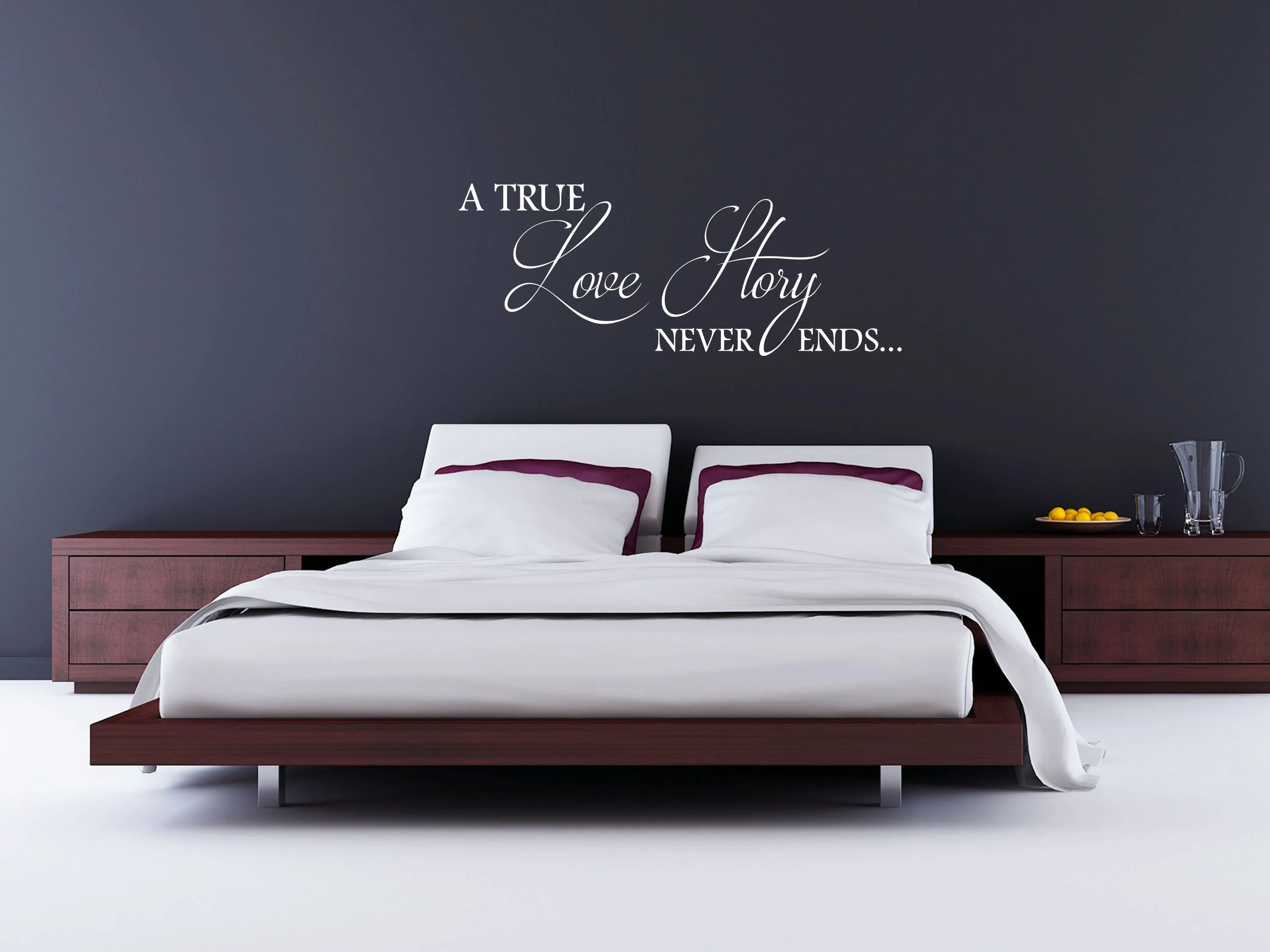 True Love Story Vinyl Wall Decal Sticker - Romantic Bedroom Marriage Decor