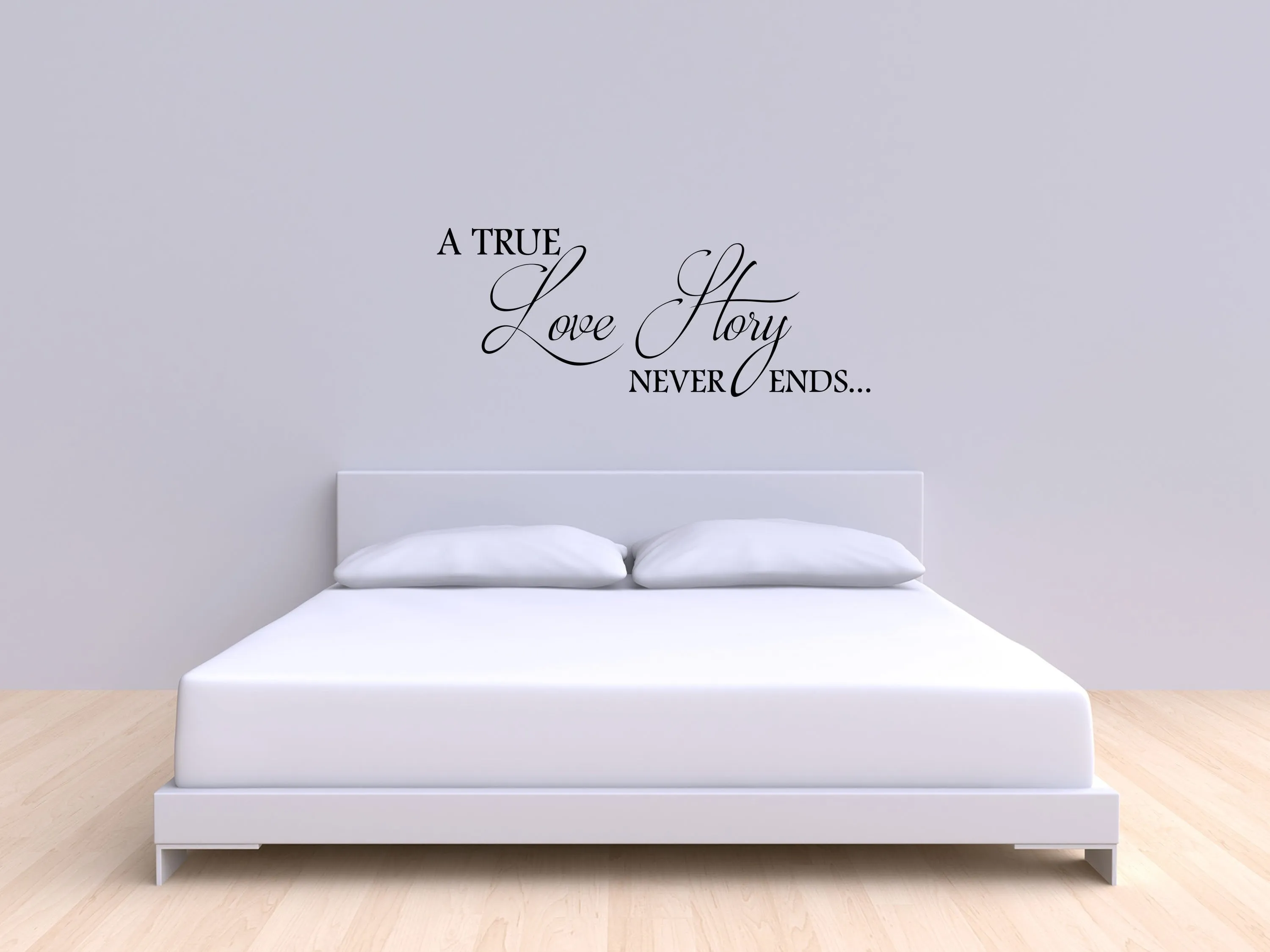 True Love Story Vinyl Wall Decal Sticker - Romantic Bedroom Marriage Decor