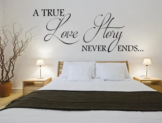 True Love Story Vinyl Wall Decal Sticker - Romantic Bedroom Marriage Decor