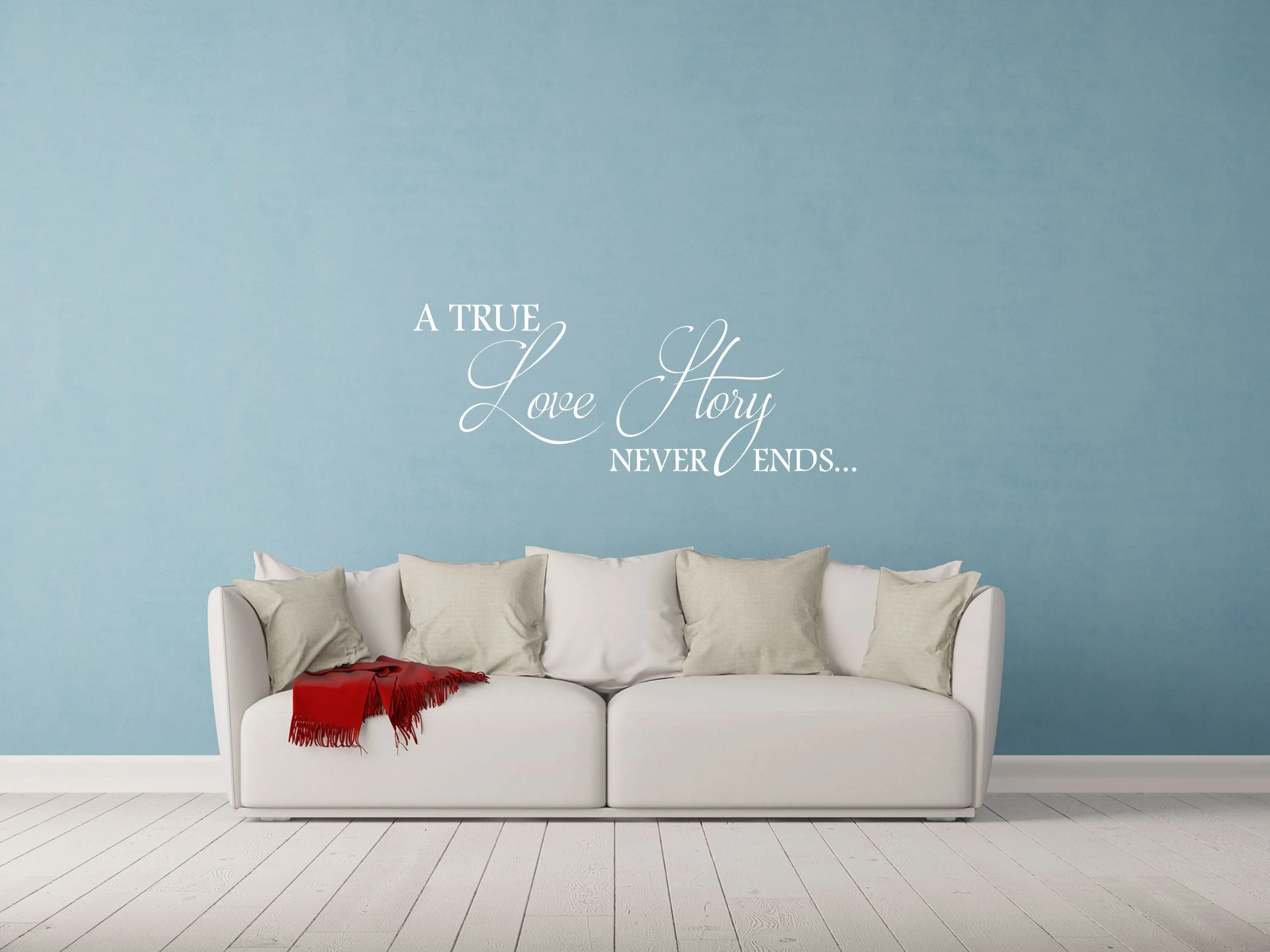 True Love Story Vinyl Wall Decal Sticker - Romantic Bedroom Marriage Decor