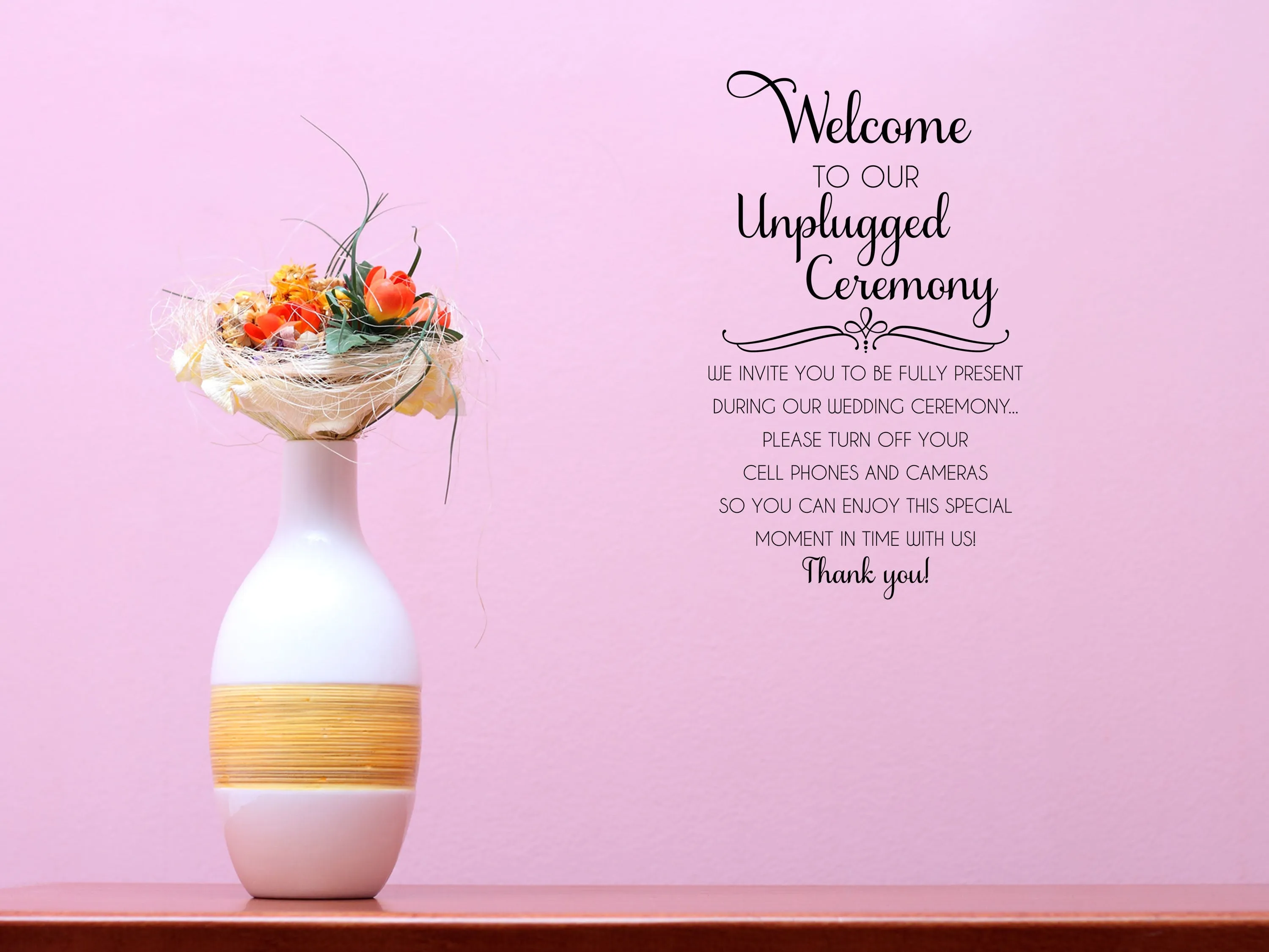 Unplugged Wedding Wall Decal