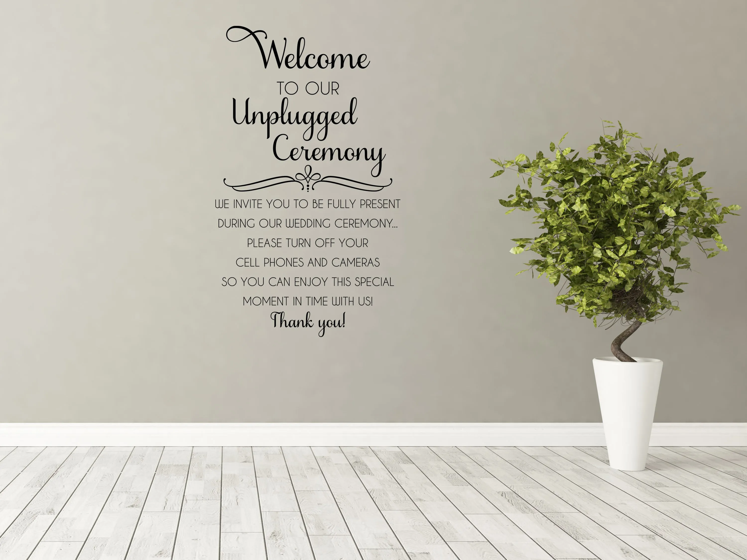 Unplugged Wedding Wall Decal