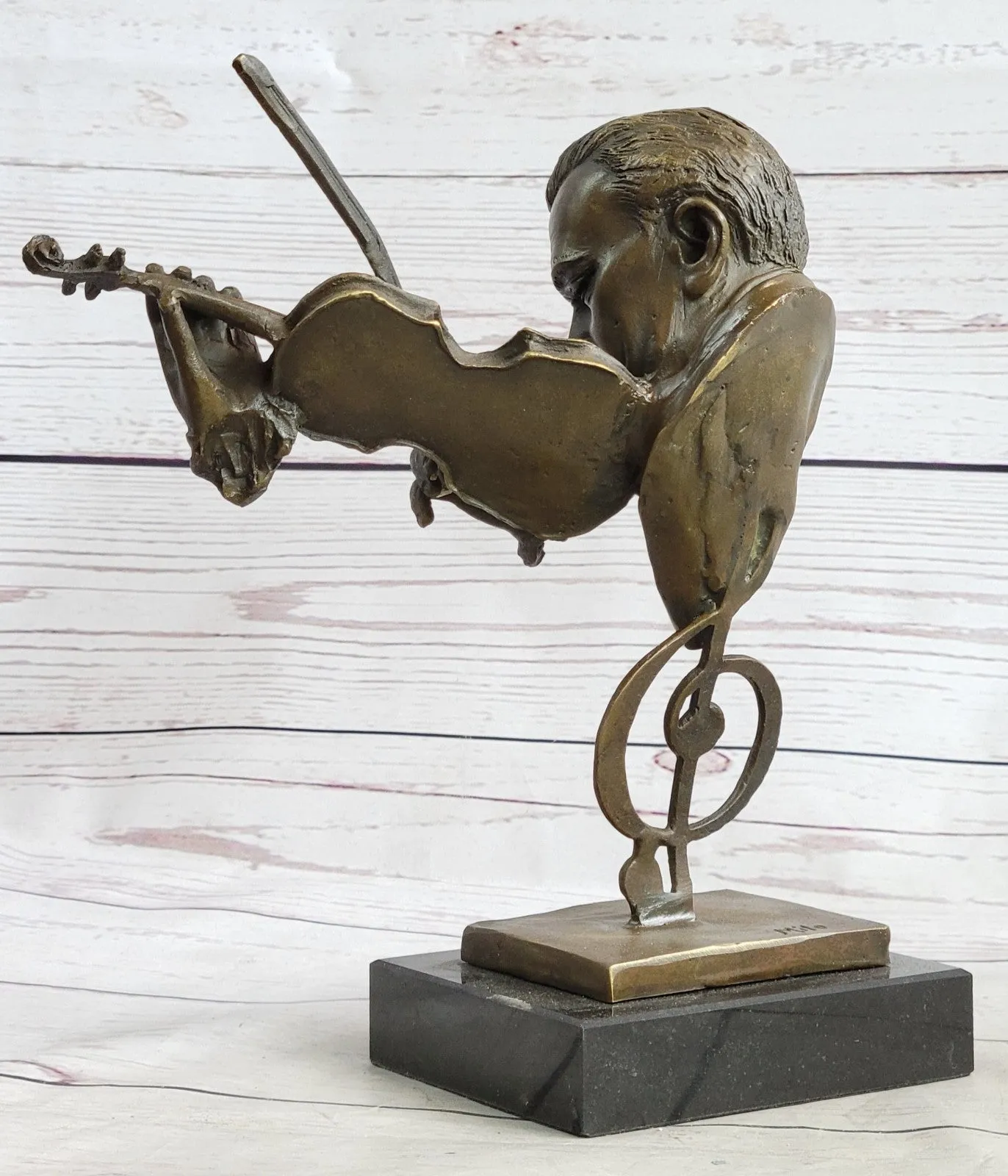 Vintage Modern Art Design Violin Player Bronze Sculpture Figurine