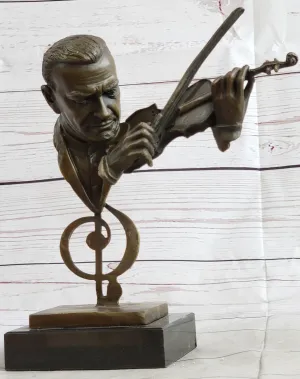 Vintage Modern Art Design Violin Player Bronze Sculpture Figurine