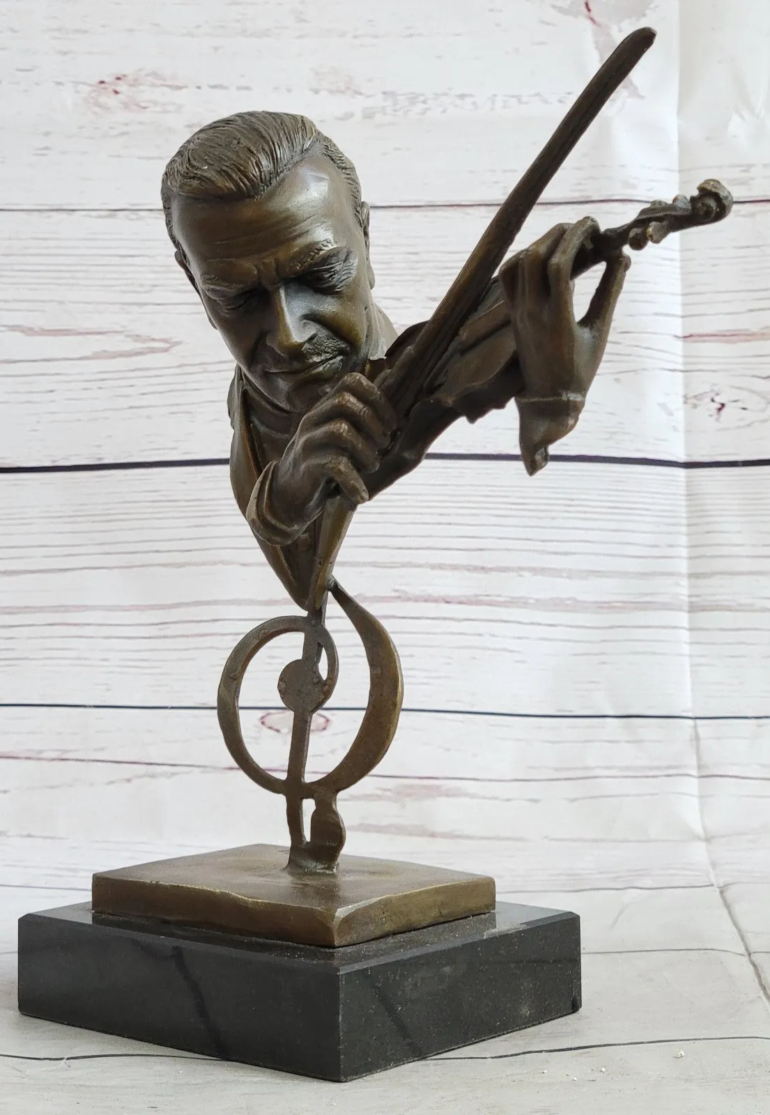 Vintage Modern Art Design Violin Player Bronze Sculpture Figurine