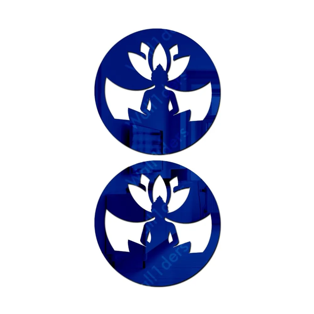 Wall1ders Buddha Blue (Pack of 2) Mirror Stickers for Wall, Acrylic Mirror Wall Decor Sticker, Wall Mirror Stickers, Acrylic Stickers, Wall Stickers for Hall Room, Bed Room, Kitchen.