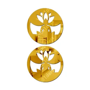 Wall1ders Buddha Golden (Pack of 2) Mirror Stickers for Wall, Acrylic Mirror Wall Decor Sticker, Wall Mirror Stickers, Acrylic Stickers, Wall Stickers for Hall Room, Bed Room, Kitchen.