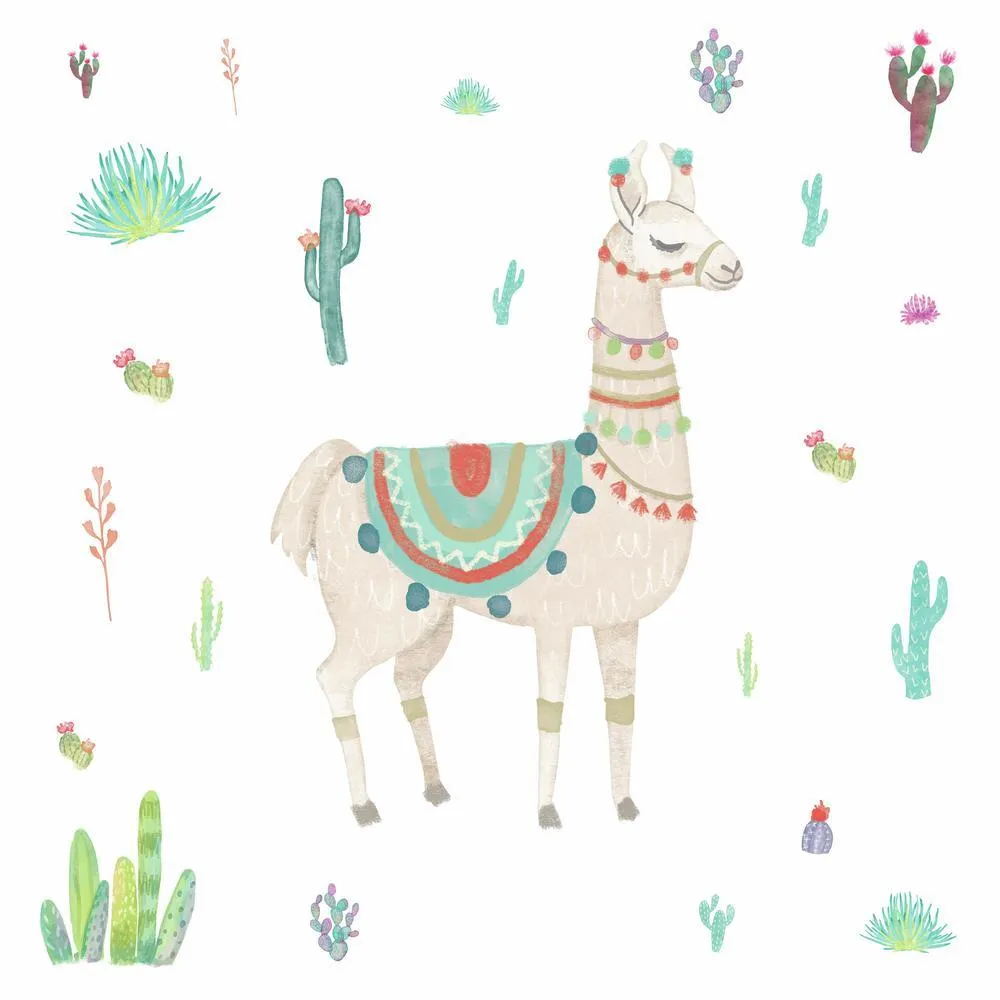 Watercolor Llama Peel and Stick Giant Wall Decals