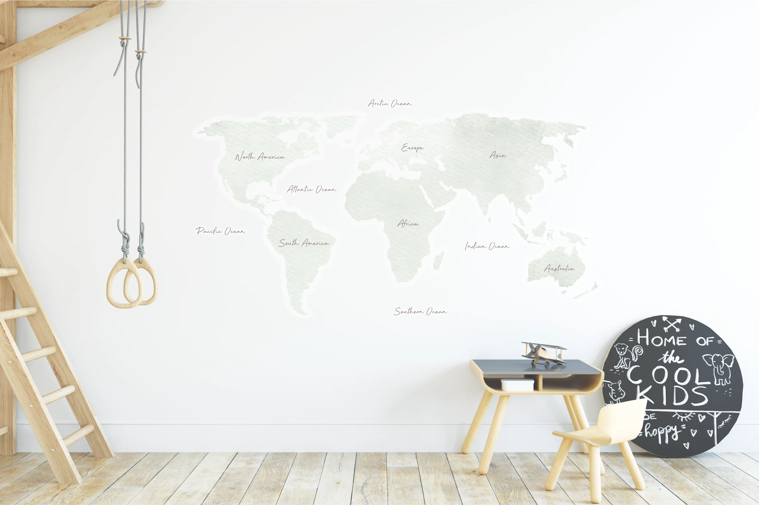 Watercolour World Map Fabric Decal