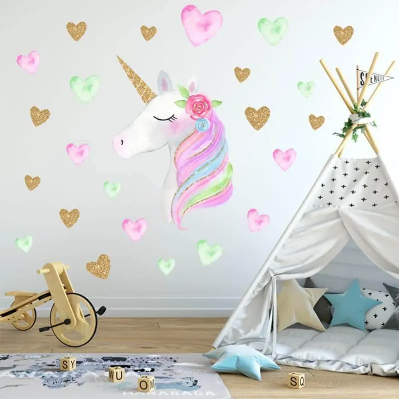 White Unicorn Peel and Stick Wall Decals