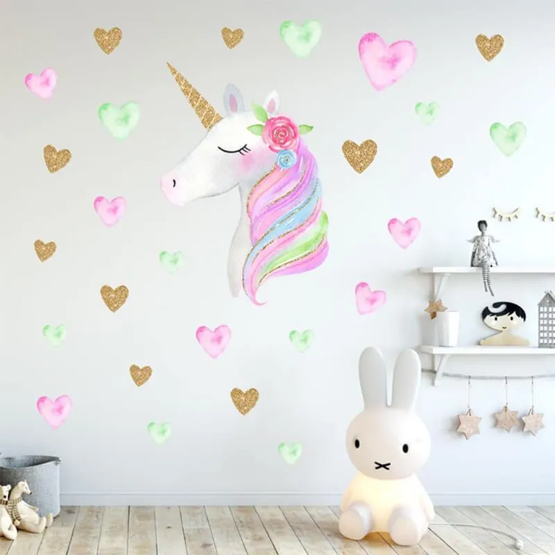 White Unicorn Peel and Stick Wall Decals