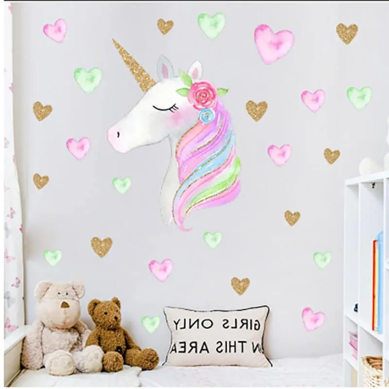 White Unicorn Peel and Stick Wall Decals