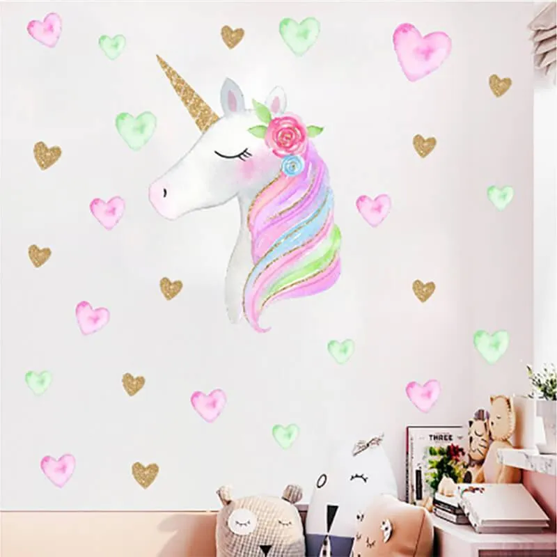 White Unicorn Peel and Stick Wall Decals