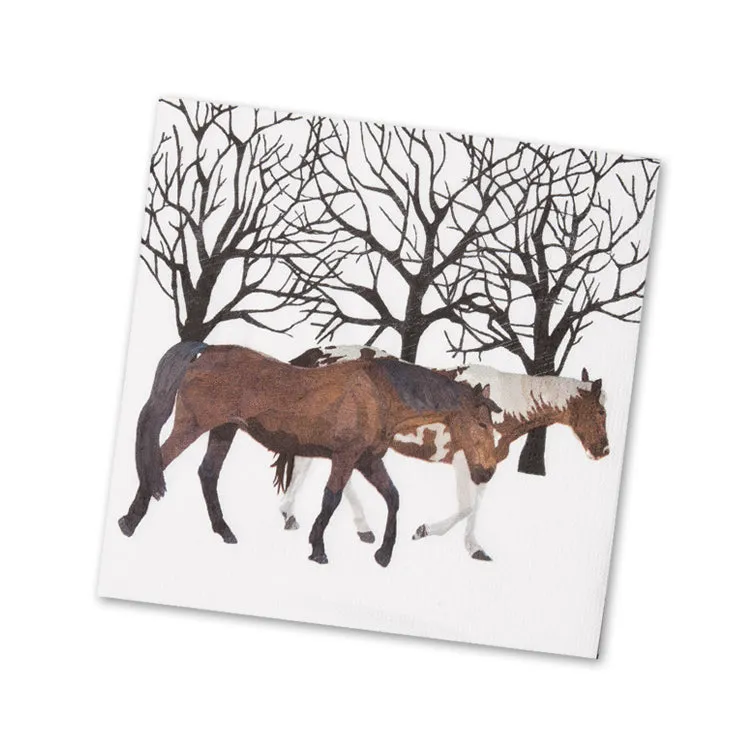 Winter Horses Paper Napkins - Beverage