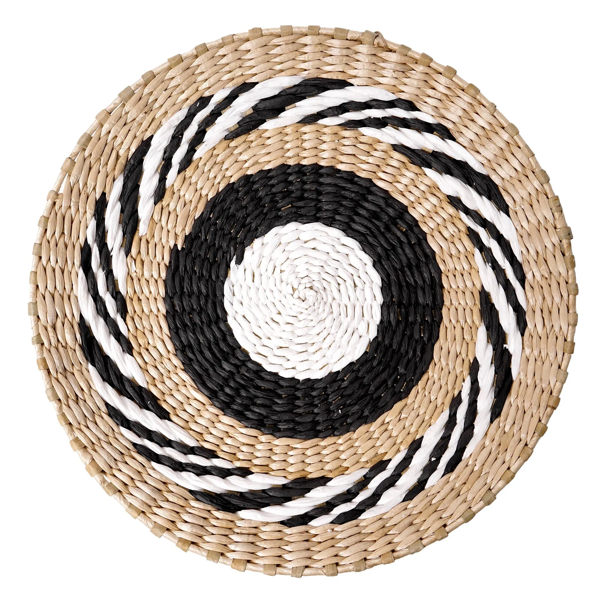 Woven Seaweed Hanging Wall Accent Basket - Black, Natural, White (16")